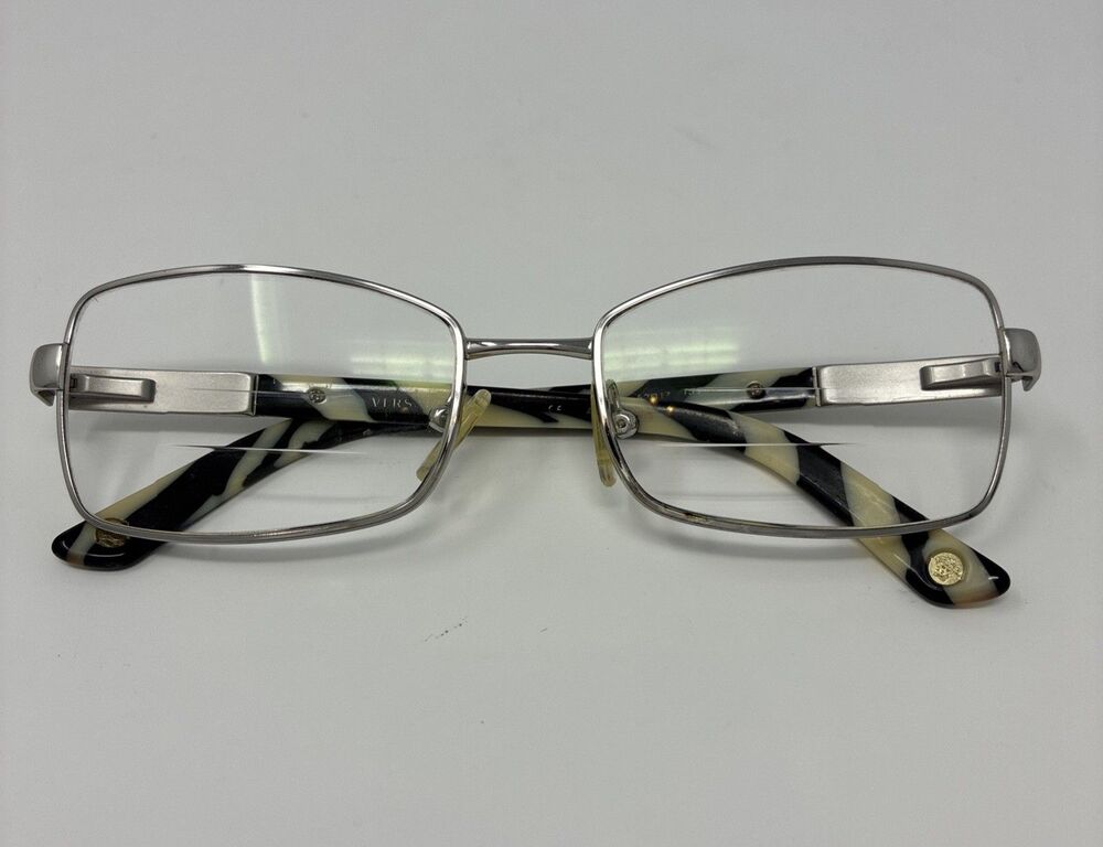 Versace Glasses MOD. 1180 1000 Shiny Silver Zebra Pattern, Womens